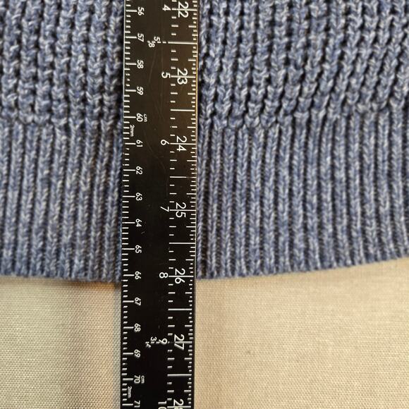 L.L. Bean Organic Cotton Full Zip Sweater Men’s M Blue Knit Jordan - Picture 9 of 11